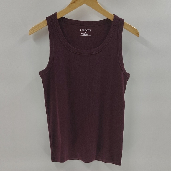Talbot's Sleeveless Ribbed Tank Size Medium Burgundy Maroon Stretch - Picture 1 of 5